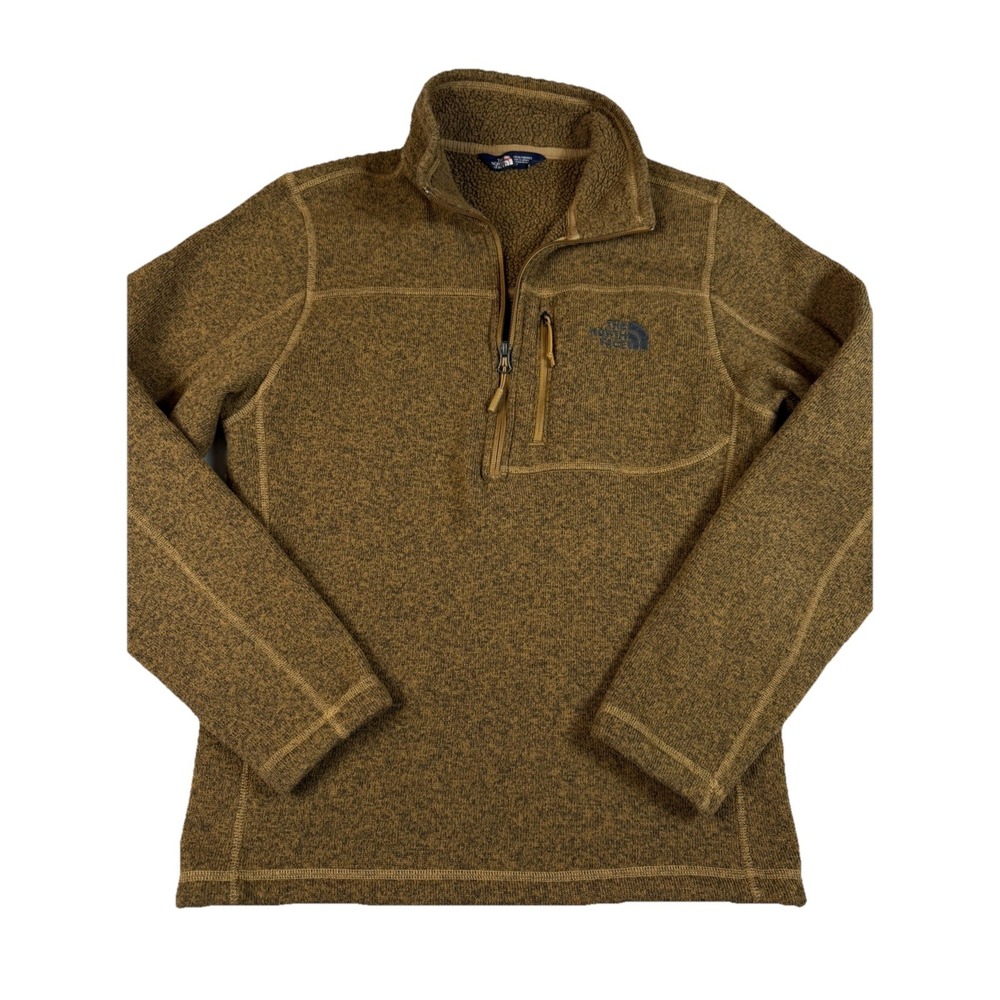 The North Face Gordons Lyons 1/4 Zip Mens Small Brown Fleece Jacket Pullover